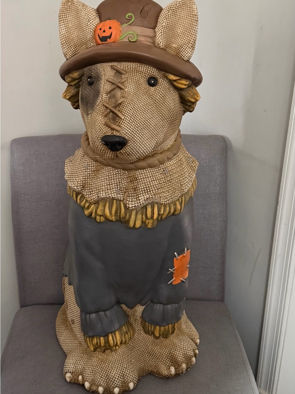 2026 Home Depot 2.5 Ft Scarecrow Bullterrier Halloween Dog Blow Mold LED